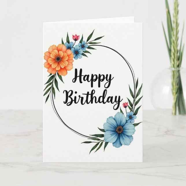 Elegant Birthday Floral Frame Card (Front)
