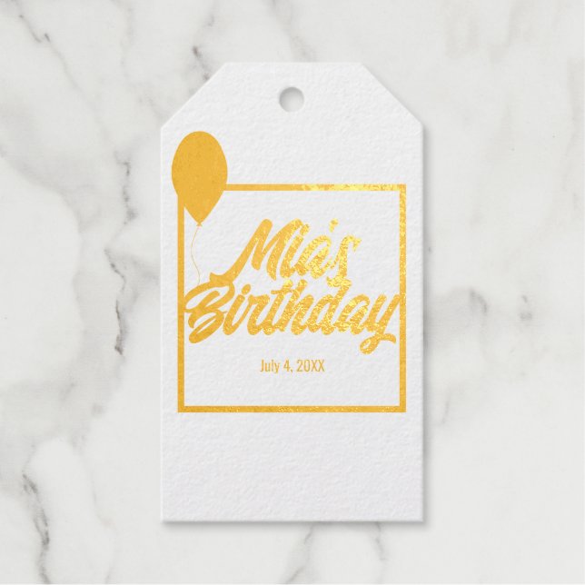 Elegant Birthday Foil Gift Tags (Front)