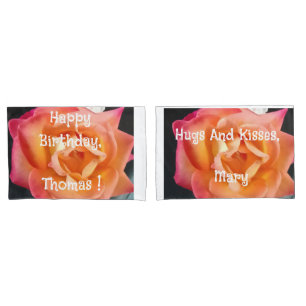 Elegant Birthday Front Back Romantic Roses Photo Pillow Case