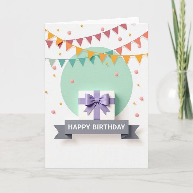 Elegant Birthday Gift Box Card (Front)