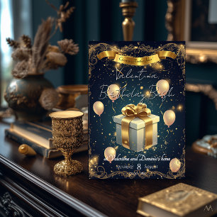 Elegant Birthday Gift   Elegant Gold & Navy Invitation