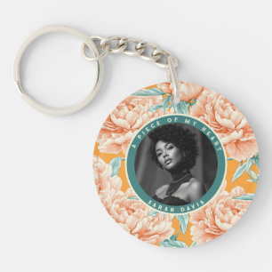 Elegant Birthday Gifts For Boyfriend Photo Peonies Keychain