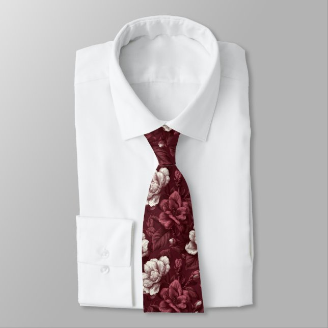 Elegant Birthday Gifts For Him Gardenias Flower Neck Tie (Tied)