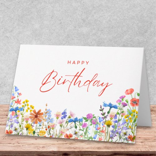 Elegant Birthday Greetings Wildflower Watercolor  Card
