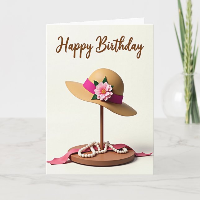 Elegant Birthday Hat Card (Front)