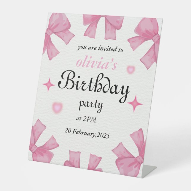 Elegant Birthday Invitation – Make Your Celebratio Pedestal Sign (Front)