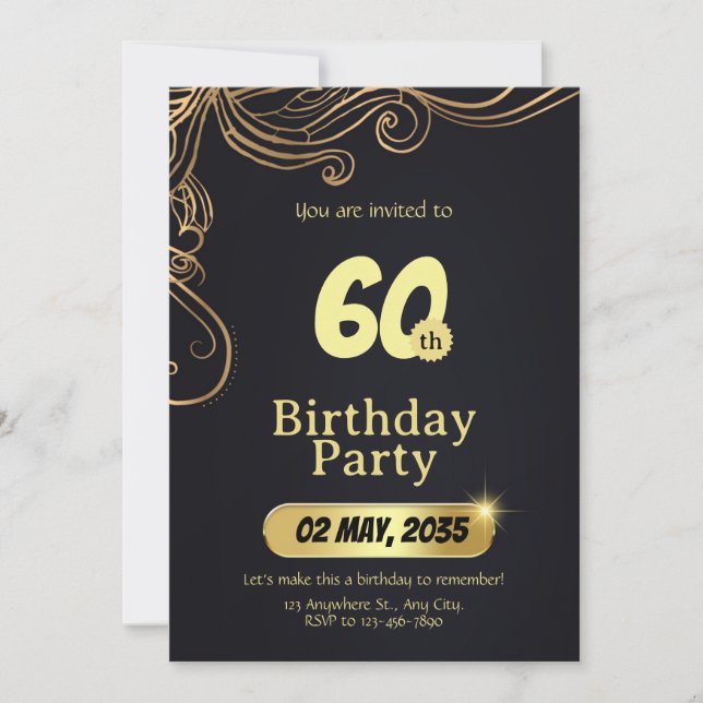 Elegant birthday invitation template 60th birthday (Front)