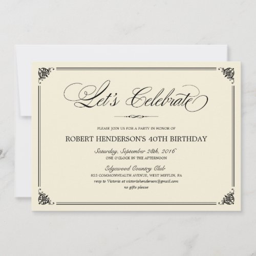 Elegant Birthday Invitations