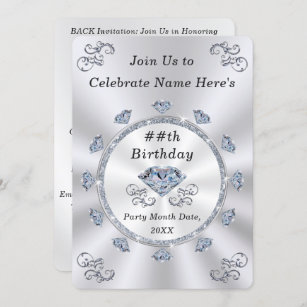 Flourish 60th Diamond Wedding Anniversary Invite, Zazzle in 2023