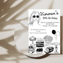 Elegant Birthday Line Art Girl’s Birthday Party