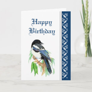 Elegant Birthday, Magpie, Bird Nature Wildlife Card