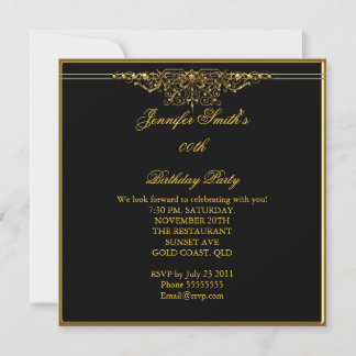 Elegant Birthday Party Black Gold Invitation