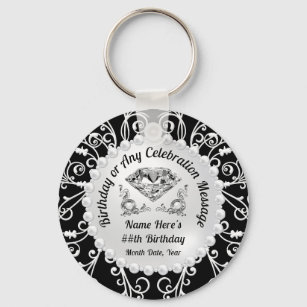 Elegant Birthday Party Favors, Any YEAR, COLORS Keychain