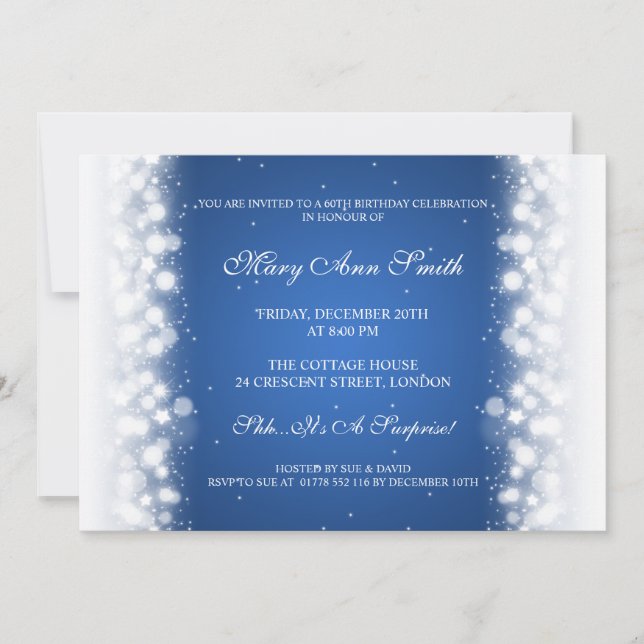 Elegant Birthday Party Magic Sparkle Blue Invitation (Front)