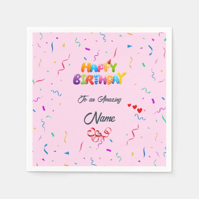 Elegant Birthday Party Napkins – Custom Designs (Front)