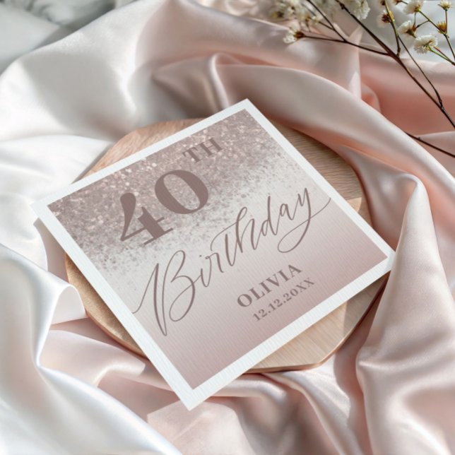 Elegant Birthday Party Rose Gold Glitter Napkins (Creator Uploaded)