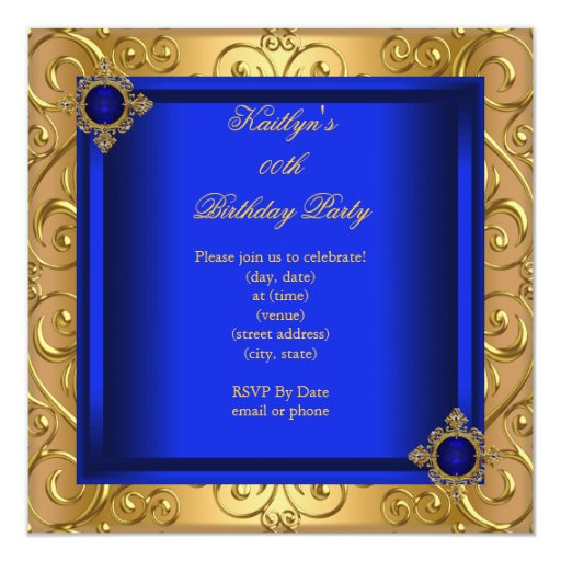 Royal Blue And Gold Birthday Invitations 9