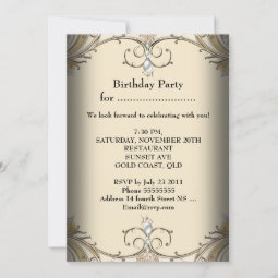 Elegant Birthday Party Sepia Coffee Gold Invitation | Zazzle