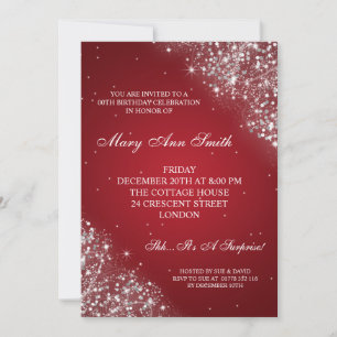Elegant Birthday Party Sparkling Glitter Red Invitation