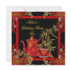 Elegant Birthday Party Tea Red Gold Bamboo