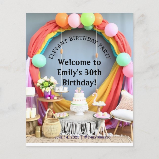 Elegant Birthday Party Welcome  Flyer (Front)