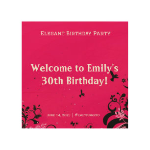 Elegant Birthday Party Welcome Pedestal Sign