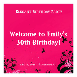 Elegant Birthday Party Welcome Pedestal Sign