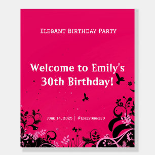 Elegant Birthday Party Welcome Pedestal Sign