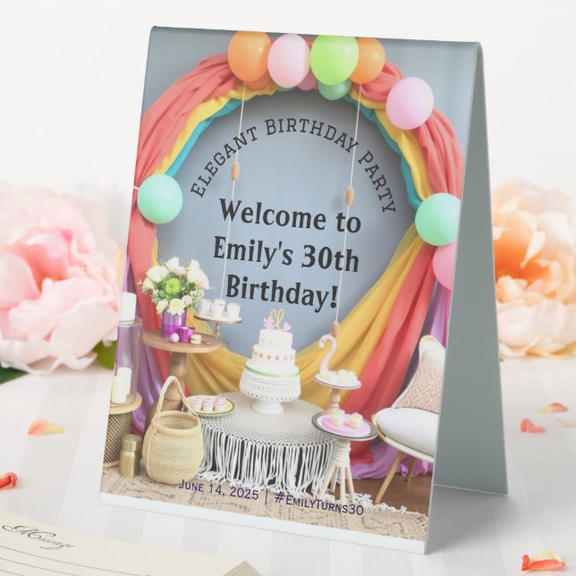 Elegant Birthday Party Welcome  Table Tent (In SItu (Wedding))