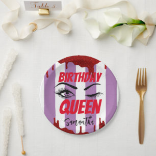 Elegant Birthday Queen 18th 21st 40th 50th Paper Plates