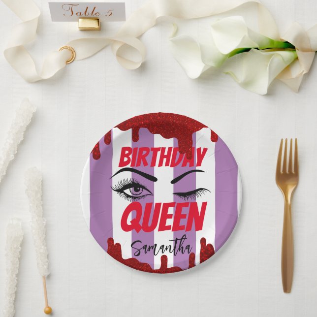 Elegant Birthday Queen 18th | 21st | 40th | 50th Paper Plates (Wedding)