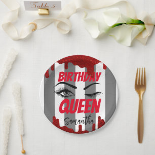 Elegant Birthday Queen 18th 21st 40th 50th Paper Plates