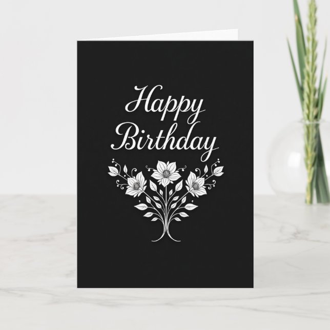 Elegant Birthday Script Card (Front)