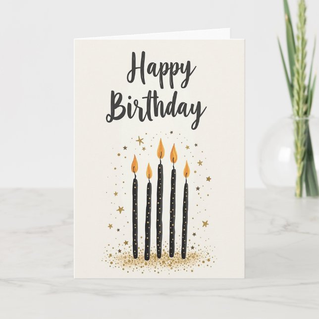 Elegant Birthday Scripted Flames Card (Front)