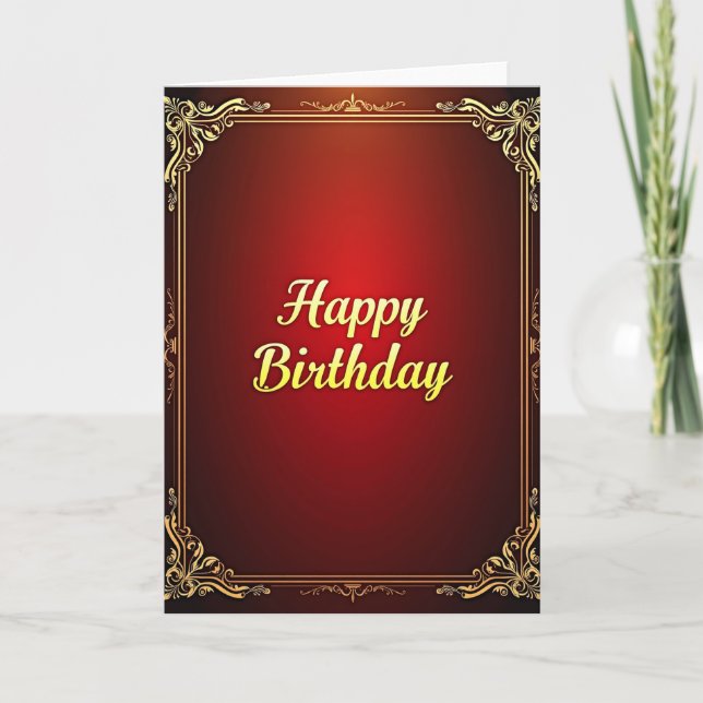 Elegant Birthday Scrollwork Card (Front)