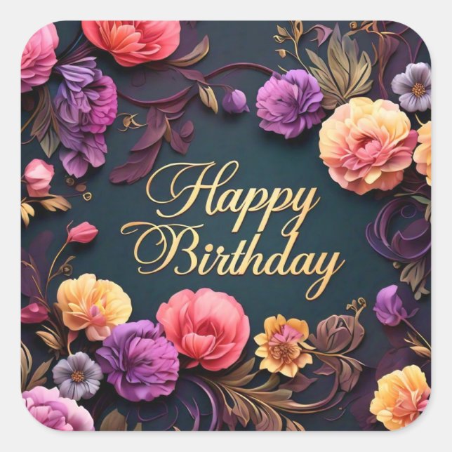 Elegant Birthday sticker (Front)