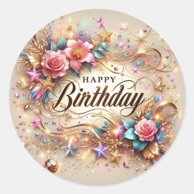 Elegant Birthday Sticker (Front)