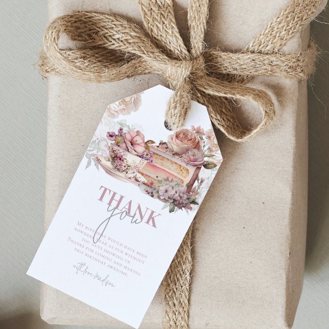 Elegant Birthday Tea Party Gift Tags (Creator Uploaded)