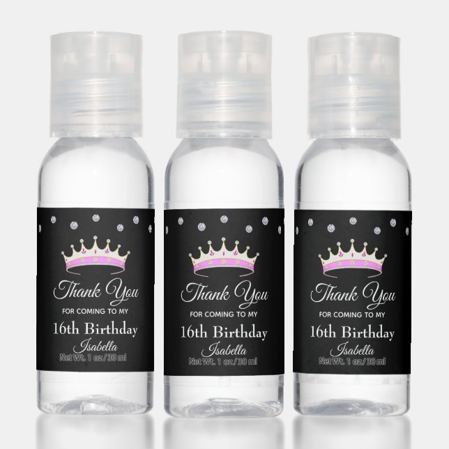 Elegant Birthday Thank You Favor Hand Sanitizer (Set)