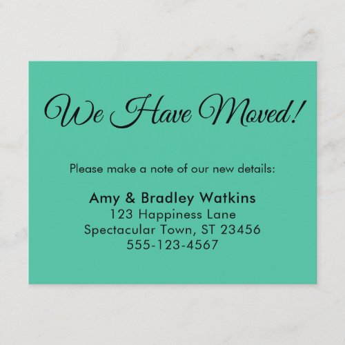 Elegant Biscay Green We Have Moved New Address Enclosure Card