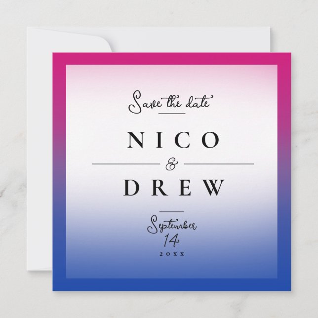 Elegant Bisexual Pride Wedding  Save The Date (Front)