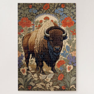 Elegant Bison William Morris Inspired Jigsaw Puzzle