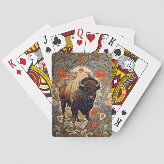 Elegant Bison William Morris Inspired Poker Cards (Back)