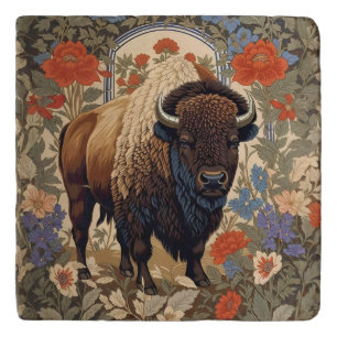 Elegant Bison William Morris Inspired Trivet