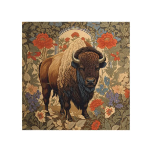 Elegant Bison William Morris Inspired Wood Wall Art