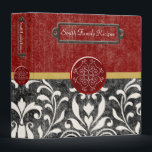 Elegant Bistro Recipe Binder<br><div class="desc">Preserve your family recipes in this elegant Bistro recipe binder. Beautiful red wine background with a yellow ribbon mixed with a black & white Damask. A truly elegant combination for any kitchen. Customize with your name on front and spine.</div>