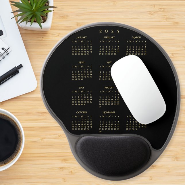 Elegant Black 2025 Calendar Home Office Ergonomic Gel Mouse Pad (Elegant Black 2025 Calendar Home Office Ergonomic Gel Mouse Pad)