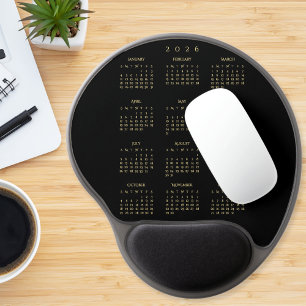 Elegant Black 2026 Calendar Home Office Ergonomic Gel Mouse Pad