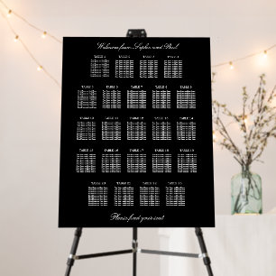Elegant Black 23 Table Seating Chart Foam Board