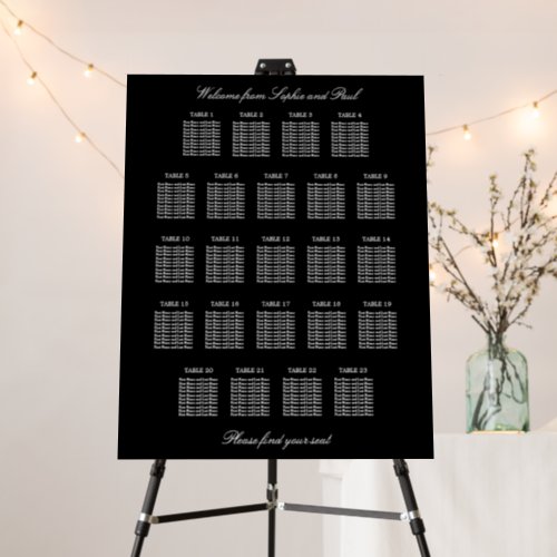 Elegant Black 23 Table Seating Chart Foam Board